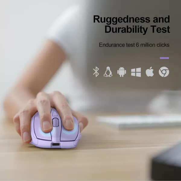 TECKNET Wireless Mouse BT5030 ampamp 24G Rechargeable 4800 DPI Silent Mouse 8 Buttons Bluetooth Mouse USB A Mouse Wide Compatibility  GreyLavender