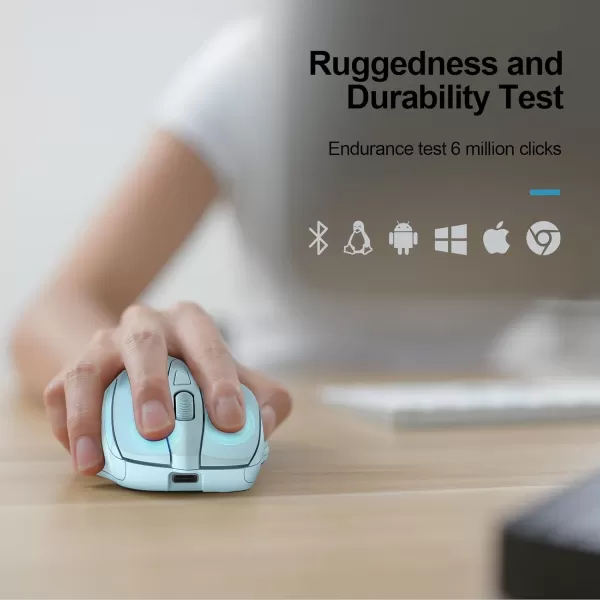 TECKNET Wireless Mouse BT5030 ampamp 24G Rechargeable 4800 DPI Silent Mouse 8 Buttons Bluetooth Mouse USB A Mouse Wide Compatibility  GreyLightblue