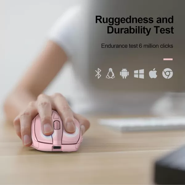 TECKNET Wireless Mouse BT5030 ampamp 24G Rechargeable 4800 DPI Silent Mouse 8 Buttons Bluetooth Mouse USB A Mouse Wide Compatibility  GreyPink