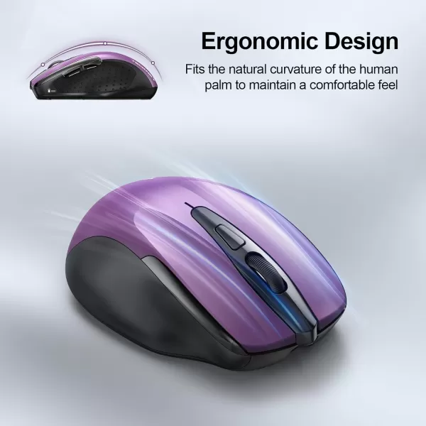TECKNET Wireless Mouse BT5030 ampamp 24G Rechargeable 4800 DPI Silent Mouse 8 Buttons Bluetooth Mouse USB A Mouse Wide Compatibility  GreyPurple