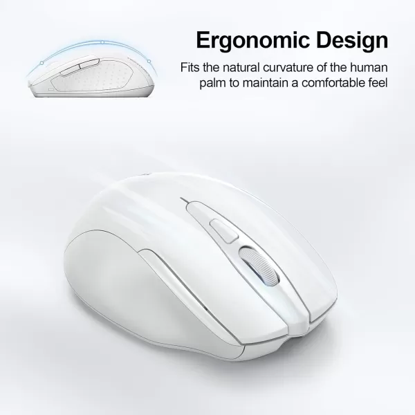 TECKNET Wireless Mouse BT5030 ampamp 24G Rechargeable 4800 DPI Silent Mouse 8 Buttons Bluetooth Mouse USB A Mouse Wide Compatibility  GreyWhite