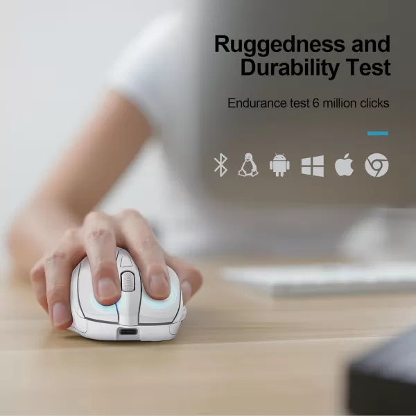 TECKNET Wireless Mouse BT5030 ampamp 24G Rechargeable 4800 DPI Silent Mouse 8 Buttons Bluetooth Mouse USB A Mouse Wide Compatibility  GreyWhite