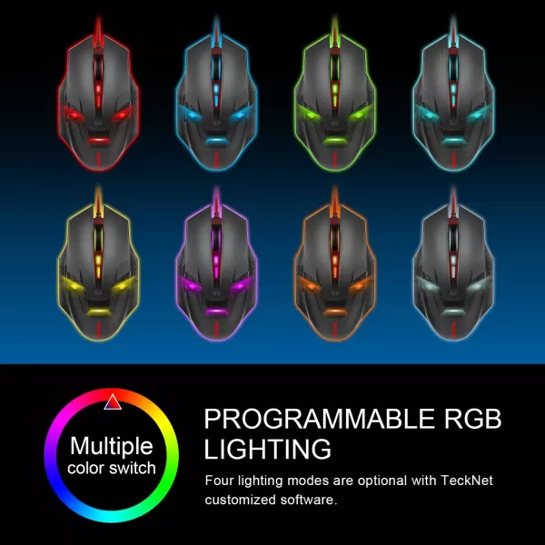 TECKNET Wireless Mouse USB Cordless Computer Mouse with 8 Buttons Ergonomic Design HighPrecision 5 Adjustable DPI for PCMacLaptopRed