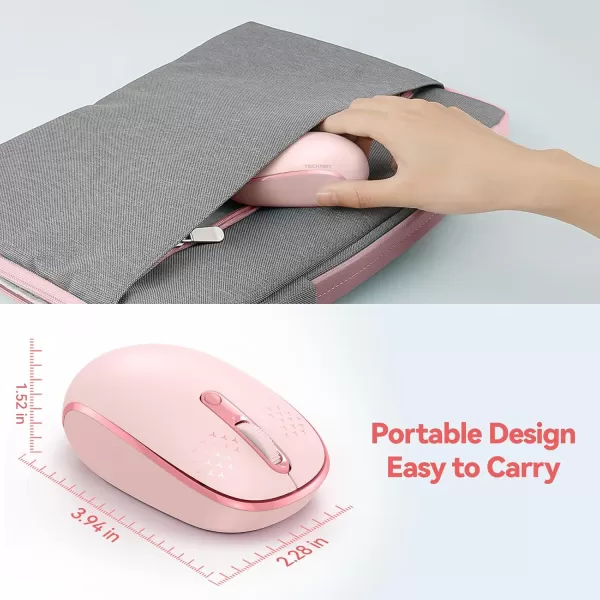 TECKNET Wireless Mouse for Laptop 24G Quiet Computer Mouse with USB Receiver 4 Buttons Portable Cordless Mice for Chromebook Laptop PC Mac 80012001600 DPI  Mint GreenPink