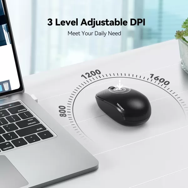 TECKNET Wireless Mouse for Laptop 24G Quiet Computer Mouse with USB Receiver 4 Buttons Portable Cordless Mice for Chromebook Laptop PC Mac 80012001600 DPI  Mint GreenBlack