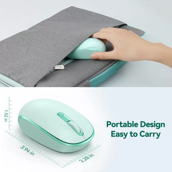 TECKNET Wireless Mouse for Laptop 24G Quiet Computer Mouse with USB Receiver 4 Buttons Portable Cordless Mice for Chromebook Laptop PC Mac 80012001600 DPI  Mint GreenMint Green