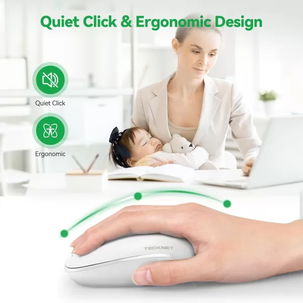 TECKNET Wireless Mouse for Laptop 24G Quiet Computer Mouse with USB Receiver 4 Buttons Portable Cordless Mice for Chromebook Laptop PC Mac 80012001600 DPI  Mint GreenWhite
