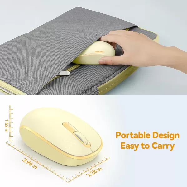 TECKNET Wireless Mouse for Laptop 24G Quiet Computer Mouse with USB Receiver 4 Buttons Portable Cordless Mice for Chromebook Laptop PC Mac 80012001600 DPI  Mint GreenYellow