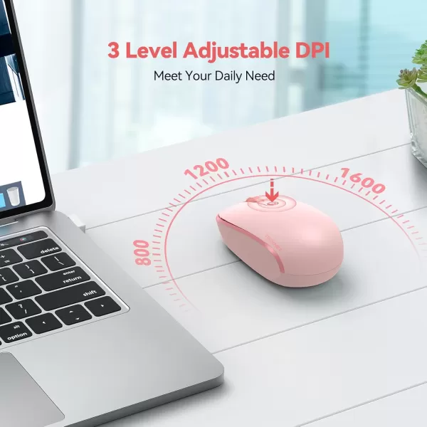 TECKNET Wireless Mouse for Laptop 24G Quiet Computer Mouse with USB Receiver 4 Buttons Portable Cordless Mice for Chromebook Laptop PC Mac 80012001600 DPI  Mint GreenPink