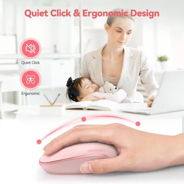TECKNET Wireless Mouse for Laptop 24G Quiet Computer Mouse with USB Receiver 4 Buttons Portable Cordless Mice for Chromebook Laptop PC Mac 80012001600 DPI  Mint GreenPink