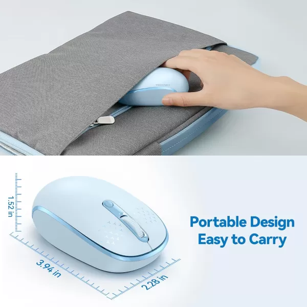 TECKNET Wireless Mouse for Laptop 24G Quiet Computer Mouse with USB Receiver 4 Buttons Portable Cordless Mice for Chromebook Laptop PC Mac 80012001600 DPI  Mint GreenBlue
