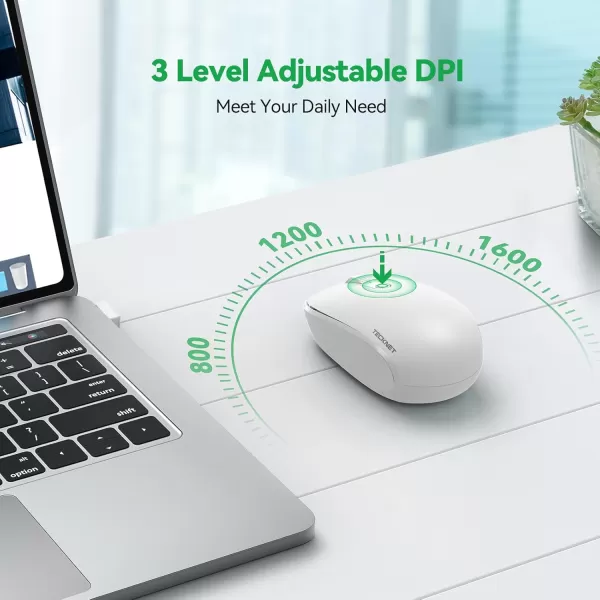 TECKNET Wireless Mouse for Laptop 24G Quiet Computer Mouse with USB Receiver 4 Buttons Portable Cordless Mice for Chromebook Laptop PC Mac 80012001600 DPI  Mint GreenWhite
