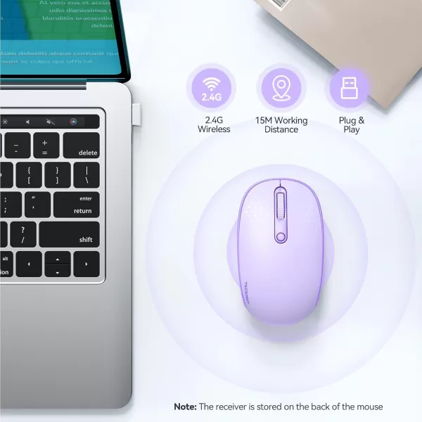 TECKNET Wireless Mouse for Laptop 24G Quiet Computer Mouse with USB Receiver 4 Buttons Portable Cordless Mice for Chromebook Laptop PC Mac 80012001600 DPI  Mint GreenPurple