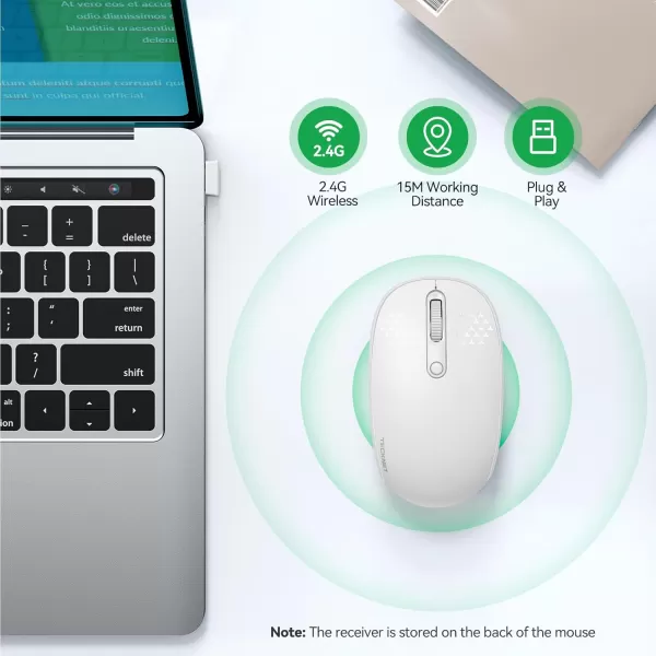 TECKNET Wireless Mouse for Laptop 24G Quiet Computer Mouse with USB Receiver 4 Buttons Portable Cordless Mice for Chromebook Laptop PC Mac 80012001600 DPI  Mint GreenWhite