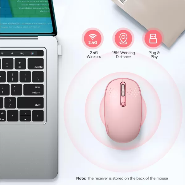 TECKNET Wireless Mouse for Laptop 24G Quiet Computer Mouse with USB Receiver 4 Buttons Portable Cordless Mice for Chromebook Laptop PC Mac 80012001600 DPI  Mint GreenPink
