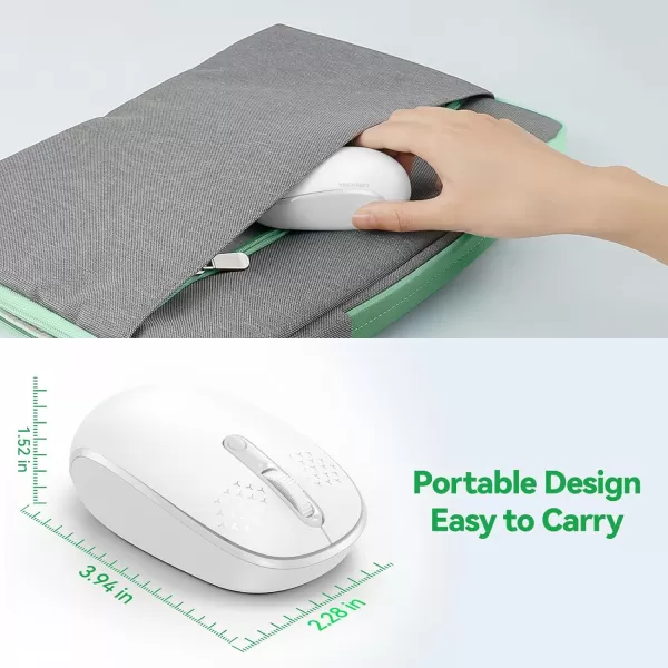 TECKNET Wireless Mouse for Laptop 24G Quiet Computer Mouse with USB Receiver 4 Buttons Portable Cordless Mice for Chromebook Laptop PC Mac 80012001600 DPI  Mint GreenWhite