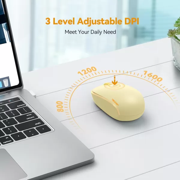 TECKNET Wireless Mouse for Laptop 24G Quiet Computer Mouse with USB Receiver 4 Buttons Portable Cordless Mice for Chromebook Laptop PC Mac 80012001600 DPI  Mint GreenYellow