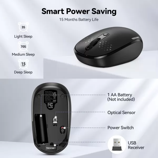 TECKNET Wireless Mouse for Laptop 24G Quiet Computer Mouse with USB Receiver 4 Buttons Portable Cordless Mice for Chromebook Laptop PC Mac 80012001600 DPI  Mint GreenBlack
