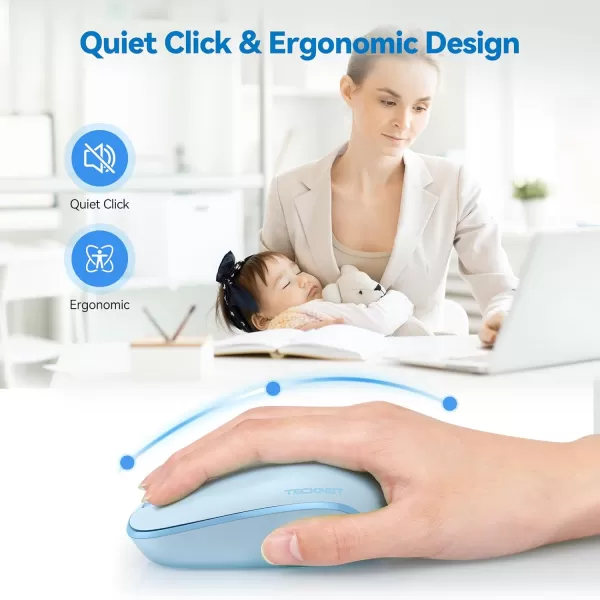 TECKNET Wireless Mouse for Laptop 24G Quiet Computer Mouse with USB Receiver 4 Buttons Portable Cordless Mice for Chromebook Laptop PC Mac 80012001600 DPI  Mint GreenBlue