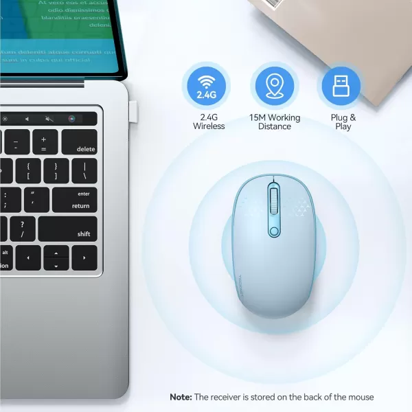 TECKNET Wireless Mouse for Laptop 24G Quiet Computer Mouse with USB Receiver 4 Buttons Portable Cordless Mice for Chromebook Laptop PC Mac 80012001600 DPI  Mint GreenBlue