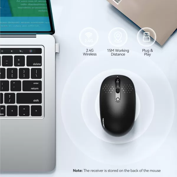 TECKNET Wireless Mouse for Laptop 24G Quiet Computer Mouse with USB Receiver 4 Buttons Portable Cordless Mice for Chromebook Laptop PC Mac 80012001600 DPI  Mint GreenBlack