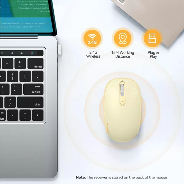 TECKNET Wireless Mouse for Laptop 24G Quiet Computer Mouse with USB Receiver 4 Buttons Portable Cordless Mice for Chromebook Laptop PC Mac 80012001600 DPI  Mint GreenYellow