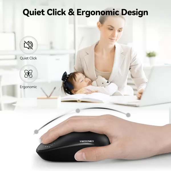TECKNET Wireless Mouse for Laptop 24G Quiet Computer Mouse with USB Receiver 4 Buttons Portable Cordless Mice for Chromebook Laptop PC Mac 80012001600 DPI  Mint GreenBlack