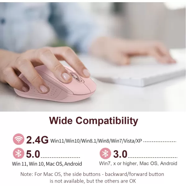 TECKNET Wireless Mouse for Laptop 24G Wireless Computer Mouse 5Level Adjustable 4800 DPI Silent Mouse with Receiver ampamp 6 Buttons 18 Months Battery Life USB Portable Mouse for Mac ChromebookPink