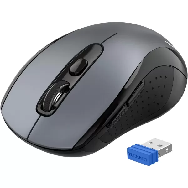 TECKNET Wireless Mouse for Laptop 24G Wireless Computer Mouse 5Level Adjustable 4800 DPI Silent Mouse with Receiver ampamp 6 Buttons 18 Months Battery Life USB Portable Mouse for Mac ChromebookDark Grey