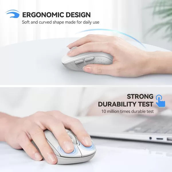 TECKNET Wireless Mouse for Laptop 24G Wireless Computer Mouse 5Level Adjustable 4800 DPI Silent Mouse with Receiver ampamp 6 Buttons 18 Months Battery Life USB Portable Mouse for Mac ChromebookWhite