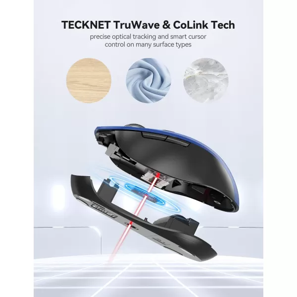 TECKNET Wireless Mouse for Laptop 24G Wireless Computer Mouse 5Level Adjustable 4800 DPI Silent Mouse with Receiver ampamp 6 Buttons 18 Months Battery Life USB Portable Mouse for Mac ChromebookBlue