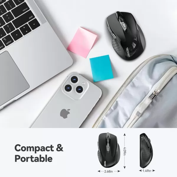 TECKNET Wireless Mouse for Laptop Silent Mouse Quiet Click 24G USB Optical Mouse for Computer 6 Adjustable 4000 DPI Computer Mice  PurpleBlack