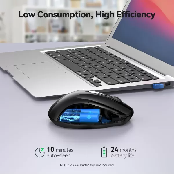 TECKNET Wireless Mouse for Laptop Silent Mouse Quiet Click 24G USB Optical Mouse for Computer 6 Adjustable 4000 DPI Computer Mice  PurpleBlack