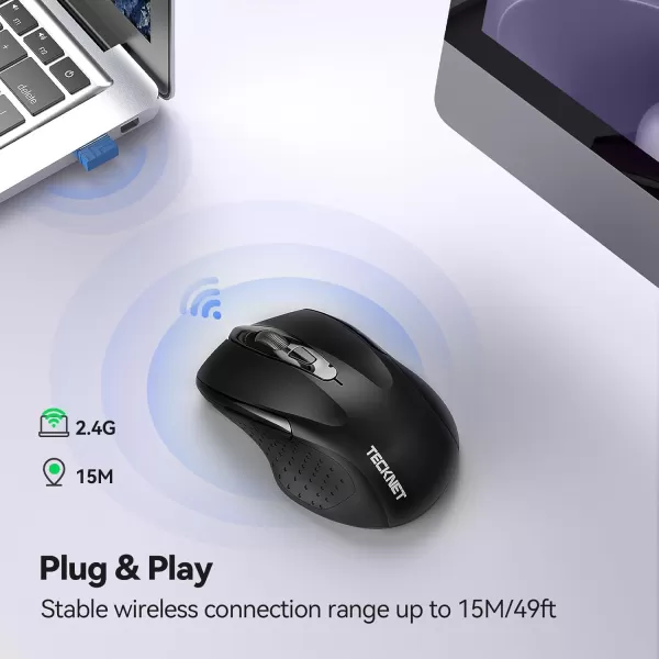 TECKNET Wireless Mouse for Laptop Silent Mouse Quiet Click 24G USB Optical Mouse for Computer 6 Adjustable 4000 DPI Computer Mice  PurpleBlack
