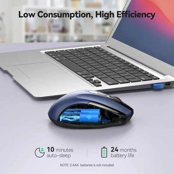 TECKNET Wireless Mouse for Laptop Silent Mouse Quiet Click 24G USB Optical Mouse for Computer 6 Adjustable 4000 DPI Computer Mice  PurpleDark blue
