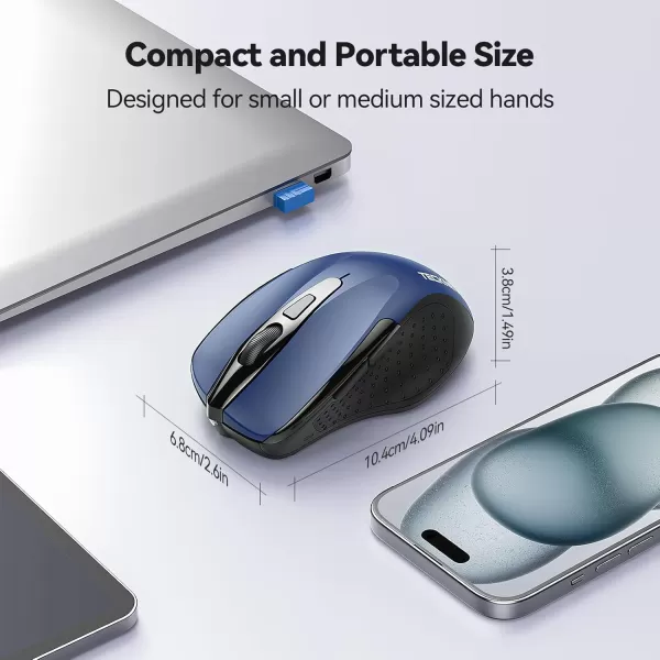 TECKNET Wireless Mouse for Laptop Silent Mouse Quiet Click 24G USB Optical Mouse for Computer 6 Adjustable 4000 DPI Computer Mice  PurpleDark blue