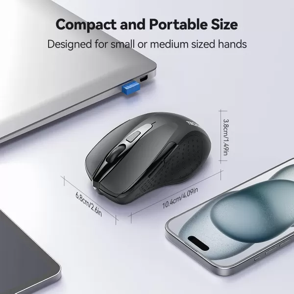 TECKNET Wireless Mouse for Laptop Silent Mouse Quiet Click 24G USB Optical Mouse for Computer 6 Adjustable 4000 DPI Computer Mice  PurpleGrey