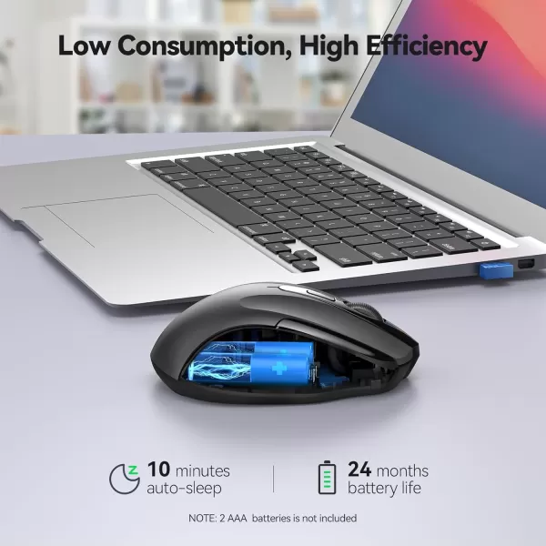 TECKNET Wireless Mouse for Laptop Silent Mouse Quiet Click 24G USB Optical Mouse for Computer 6 Adjustable 4000 DPI Computer Mice  PurpleGrey