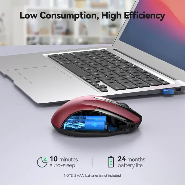 TECKNET Wireless Mouse for Laptop Silent Mouse Quiet Click 24G USB Optical Mouse for Computer 6 Adjustable 4000 DPI Computer Mice  PurpleRed