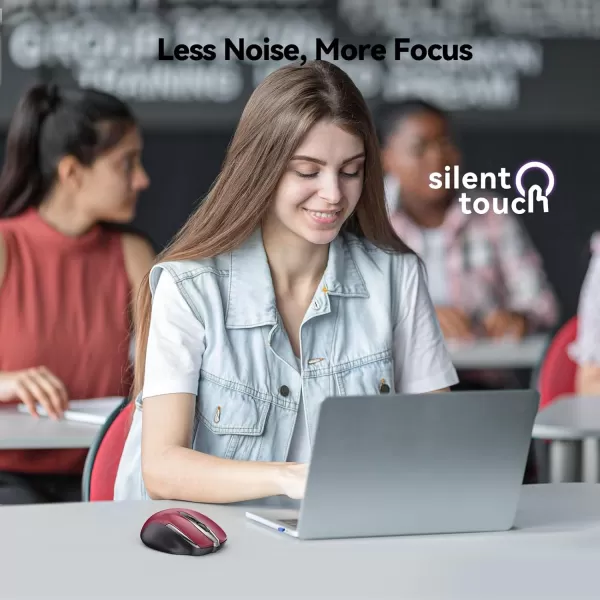 TECKNET Wireless Mouse for Laptop Silent Mouse Quiet Click 24G USB Optical Mouse for Computer 6 Adjustable 4000 DPI Computer Mice  PurpleRed
