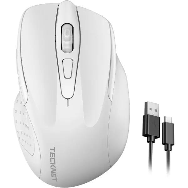 TECKNET Rechargeable Wireless MouseUSBA Silent Mouse Quiet Click 6 Adjustable 4800 DPI Cordless Computer Mouse Ergonomic Mouse for Laptop 6 Buttons 24G Mouse for Chromebook Ergo Grip  PurpleWhite