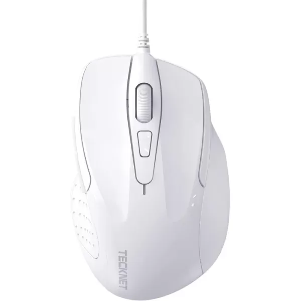 TECKNET USB Wired Mouse 6Button Corded Mouse with 4 Adjustable DPI Optical Computer Mouse with Ergonomic Design and 5FT Cord for Laptop Chromebook PC Desktop Mac NotebookGrayLTWhite