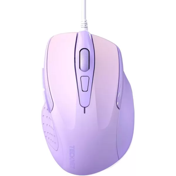 TECKNET USB Wired Mouse 6Button Corded Mouse with 4 Adjustable DPI Optical Computer Mouse with Ergonomic Design and 5FT Cord for Laptop Chromebook PC Desktop Mac NotebookGrayGradient Lavender