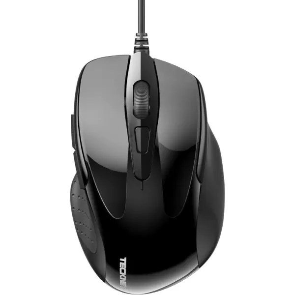 TECKNET USB Wired Mouse 6Button Corded Mouse with 4 Adjustable DPI Optical Computer Mouse with Ergonomic Design and 5FT Cord for Laptop Chromebook PC Desktop Mac NotebookGrayBlack