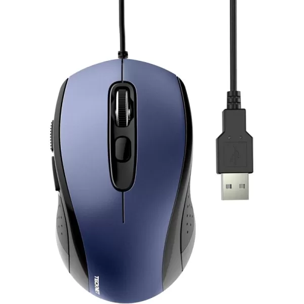 TECKNET Wired Mouse for Laptop 3600DPI USB Mouse with 6Button Optical Computer Mouse Wired Home and Office 5FT Corded Ergonomic Mouse for PC Desktop USB Plug ampamp Play NO Battery RequiredGreyBlue