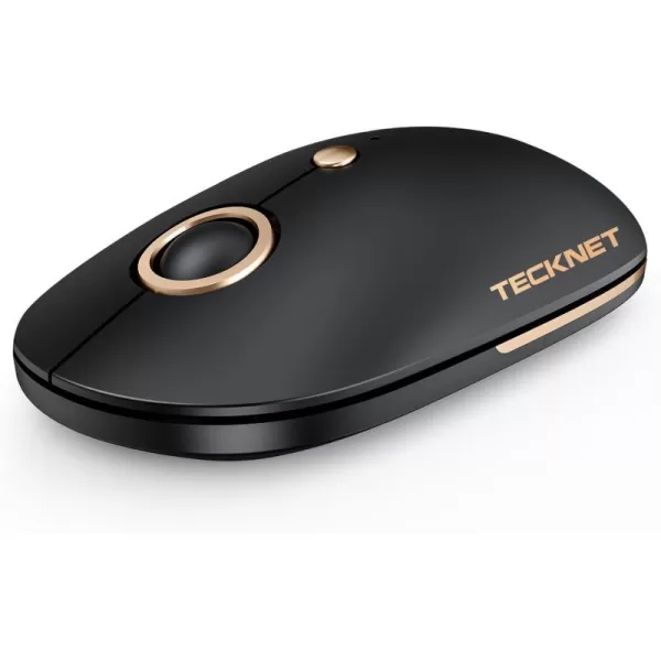 TECKNET Wireless Bluetooth Mouse 3 ModeDual Bluetooth24Ghz Silent Computer Mouse Bluetooth Compatible with Chromebook MacBook Pro Air Ambidextrous Portable Travel Mouse for Laptop PCBlack Gold