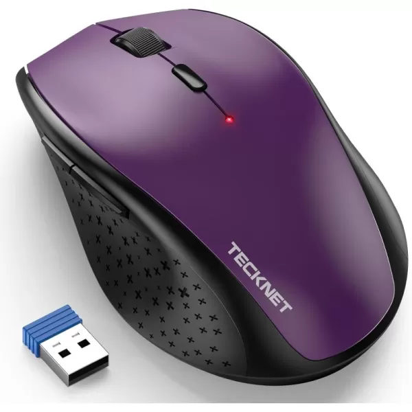 TECKNET Wireless Mouse 24G USB Computer Mouse with 6Level Adjustable 4800 DPI 30 Months Battery Ergonomic Grips 6 Buttons Portable for PC Chromebook Mac  GreyPurple