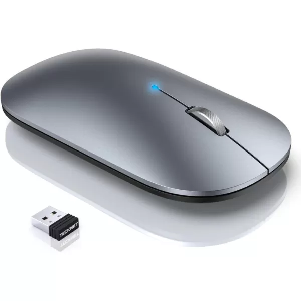 TECKNET Wireless Mouse BT5030 24GHz Silent Computer Mouse with USB Receiver4000DPI Rechargeable Portable Bluetooth Mouse for LaptopMacBookProiPadWindowsSliver