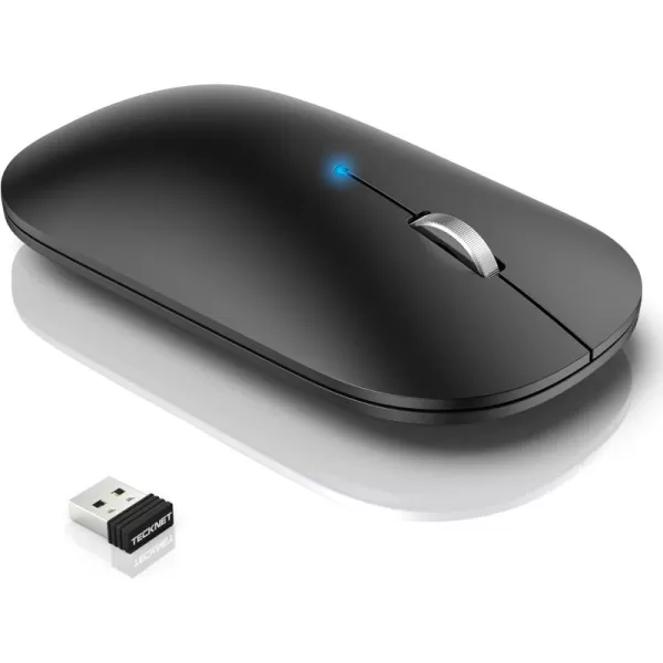 TECKNET Wireless Mouse BT5030 24GHz Silent Computer Mouse with USB Receiver4000DPI Rechargeable Portable Bluetooth Mouse for LaptopMacBookProiPadWindowsBlack