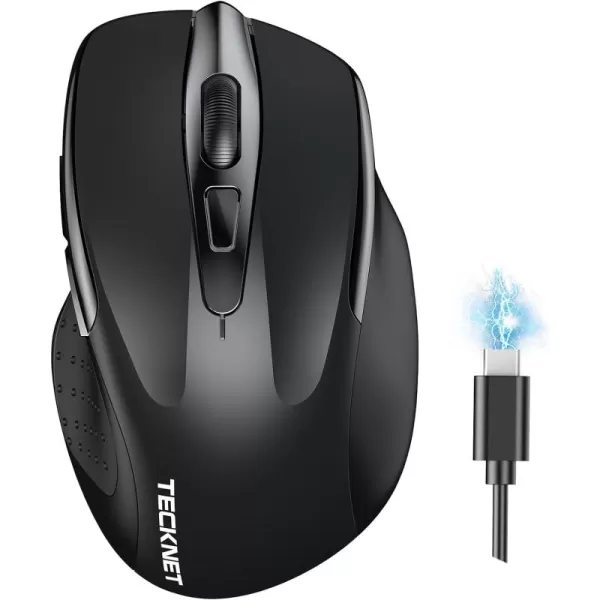 TECKNET Wireless Mouse BT5030 ampamp 24G Rechargeable 4800 DPI Silent Mouse 8 Buttons Bluetooth Mouse USB A Mouse Wide Compatibility  GreyBlack